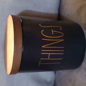 Rae Dunn black ceramic things container.